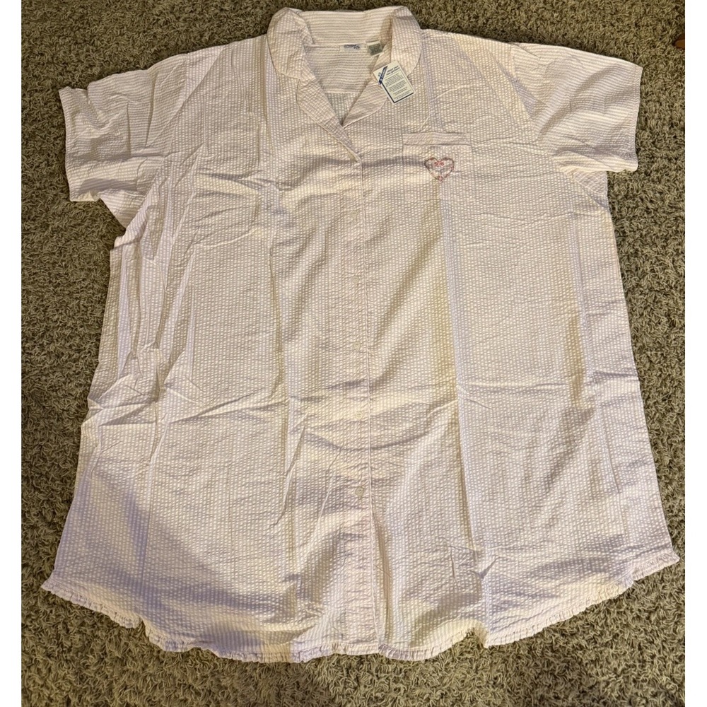 DREAMS & CO LONG COTTON BLEND NIGHT SLEEP SHIRT NIGHTGOWN PINK STRIPE 5X NEW